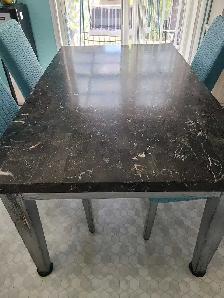 Heavy Marble Table incl. 4 High-Back Black Chairs- Sold Together - Photo 4