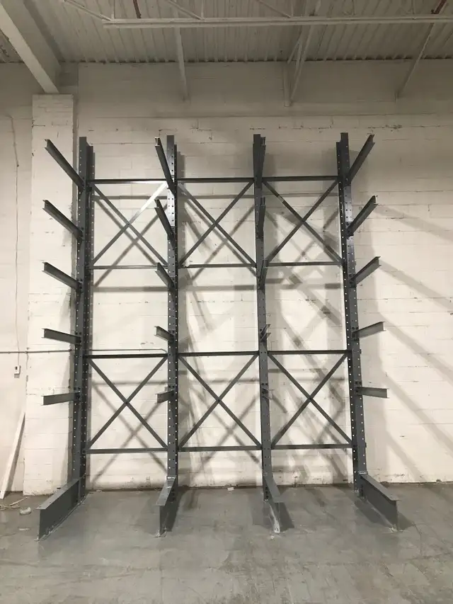 16’ tall cantilever racking in stock - quick ship ready.