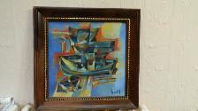 Tableau Yargo DeLucca (1925-2008) Huile 15 X 14 1/2 Pouces