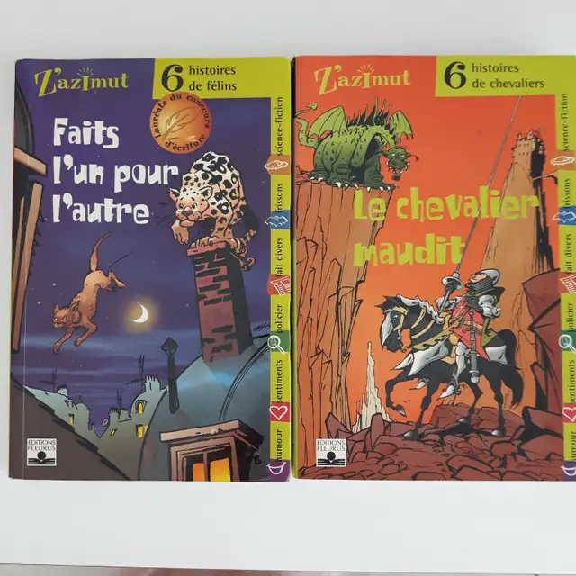 2 LIVRES NEUFS POUR ADO DE 10 ANS, Z`AZIMUT: $5.00 CHACUN