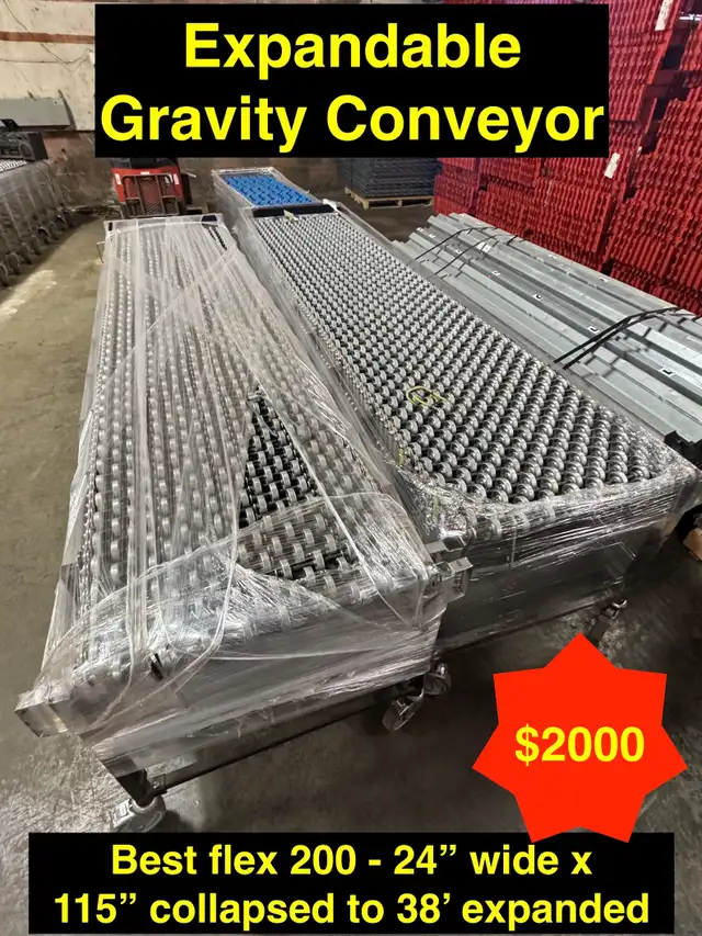 Used Expandable Gravity Conveyors - 24' wide x 115' to 38' open