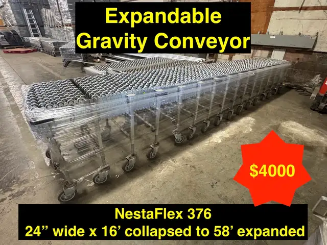 Used Expandable Gravity Conveyors - 24' wide x 16' to 58' open