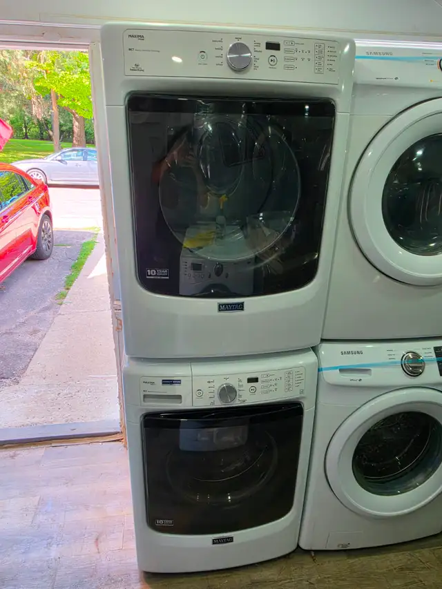 Maytag 27' White FrontLoad Stackable Washer & Electric Dryer Set