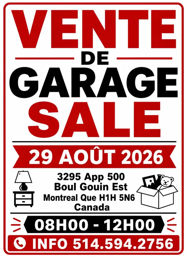 Vente de Garage, Garage sale 29-08, 2026 AM