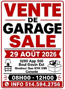 Vente de Garage, Garage sale 29-08, 2026 AM