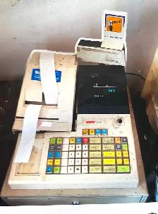 cash register, water tank, card rack, side table for sale