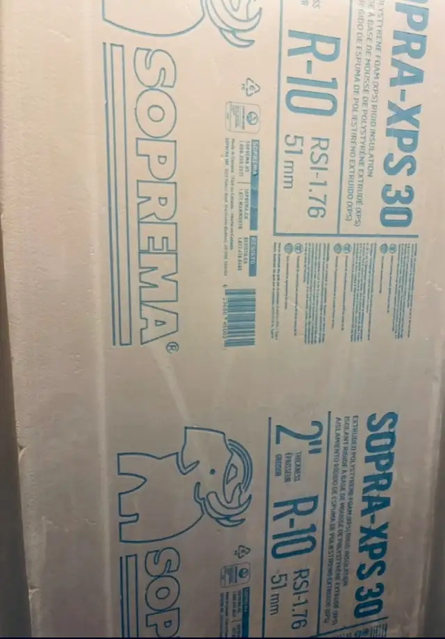 Sopra-XPS 30 extruded polystyrene foam insulation.