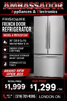 NEW 36" Frigidaire Interior Water & Ice Fridge (28.8 Cu.Ft)