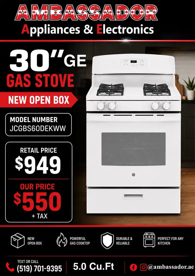 NEW 30" GE GAS Range Stove