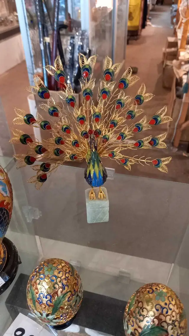 Cloisonné Peacock Figurine