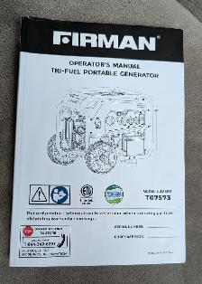 Firman Tri-Fuel Portable Generator Model Number T07573