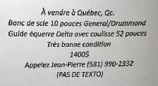 Banc de scie 10' General/Drummond