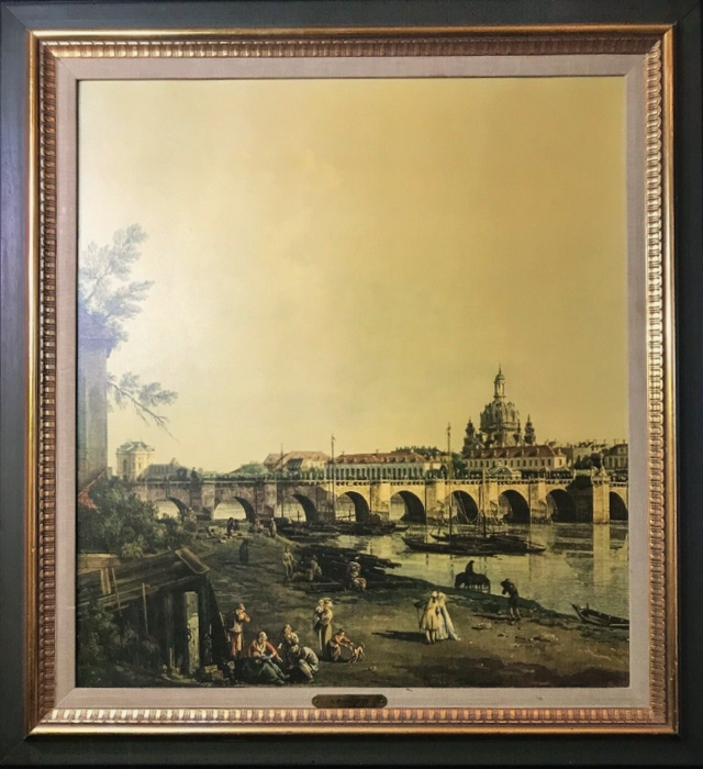 Vintage A. Canaletto (Bellotto) Art - Dresden View of the Elbe