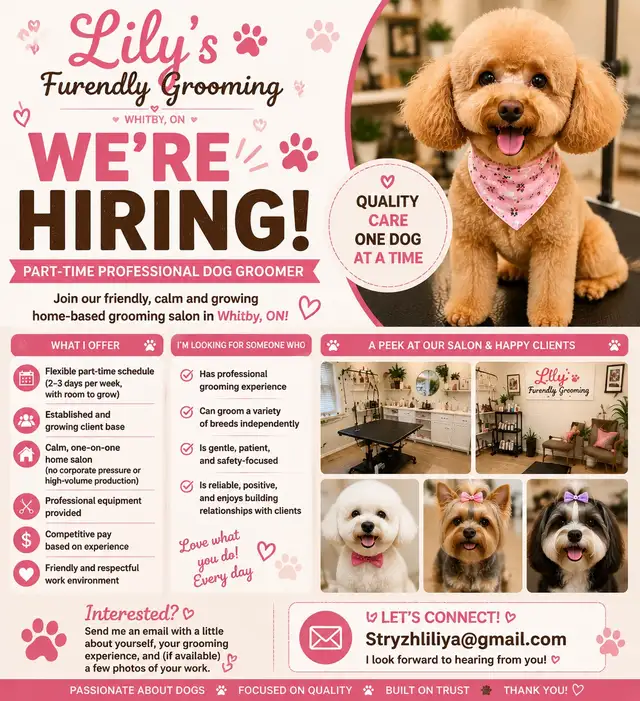 Part-Time/Full time  Professional Dog Groomer