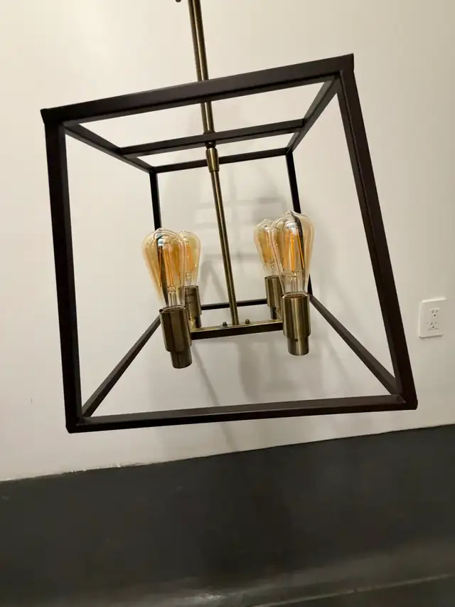 FARMHOUSE CHANDELIER DARK BROWN METAL LUXE CEILING LIGHT FIXTURE