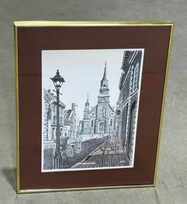 Vintage Lithograph Print Titled "Eglise Bonsecours - Montreal"