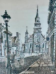 Vintage Lithograph Print Titled "Eglise Bonsecours - Montreal" - Photo 2