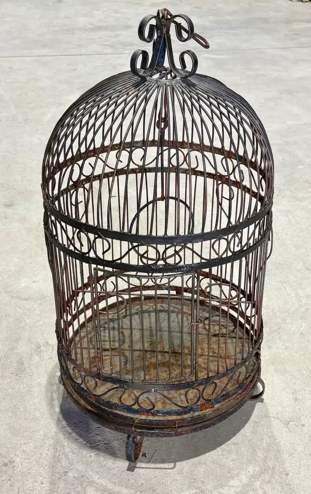 Vintage Victorian Style Metal Birdcage (w Ornate Wirework)