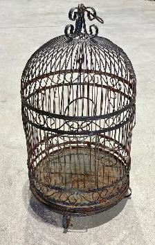 Vintage Victorian Style Metal Birdcage (w Ornate Wirework)