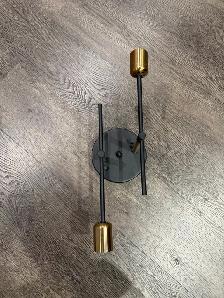 MODERN 2 LIGHT BLACK METAL & GOLD  WALL SCONCE TWO STEM FIXTURE - Photo 5