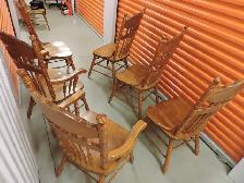 6 Chaises antique en chêne avec gravures. - Photo 4