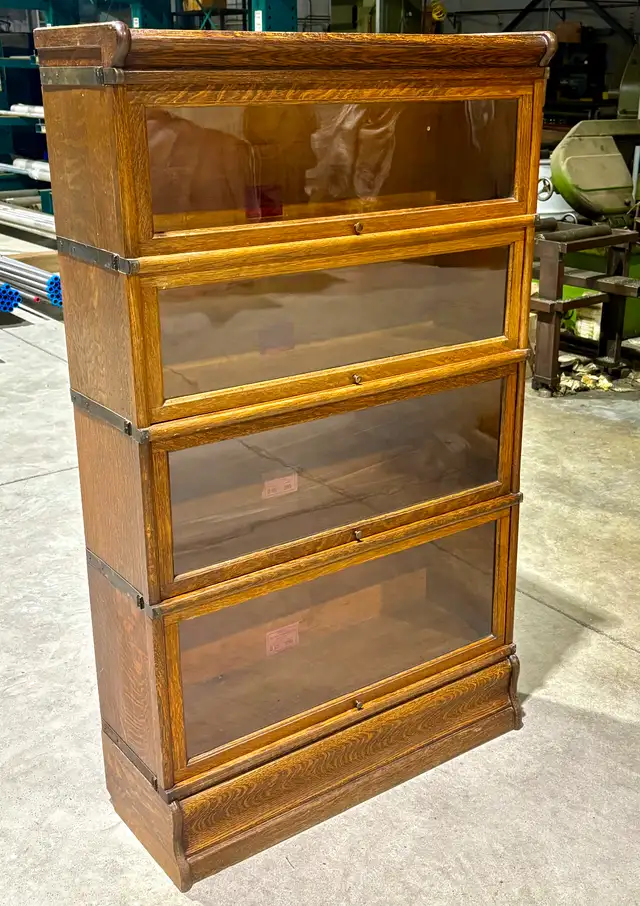 Antique "Globe Wernicke" FOUR Tier Barrister Bookcase (OAK Wood)