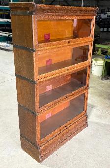 Antique "Globe Wernicke" FOUR Tier Barrister Bookcase (OAK Wood) - Photo 8