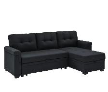 86' Upholstered Pull-Out Sofa Bed With Storage Chaise - Photo 2