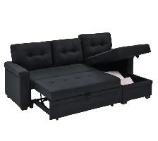 86' Upholstered Pull-Out Sofa Bed With Storage Chaise - Photo 3