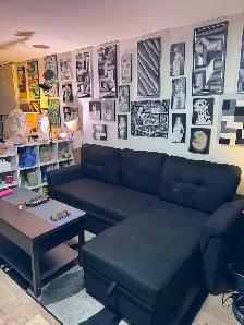 86' Upholstered Pull-Out Sofa Bed With Storage Chaise - Photo 4