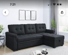 86' Upholstered Pull-Out Sofa Bed With Storage Chaise - Photo 6