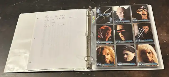 Marvel comics trading cards X-men movie complete set