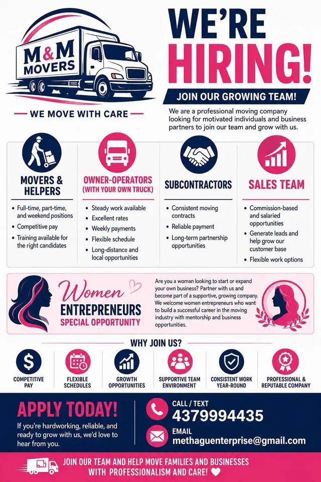 sales team with fluent English for moving company Cash paid