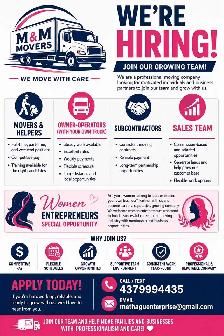 sales team with fluent English for moving company Cash paid