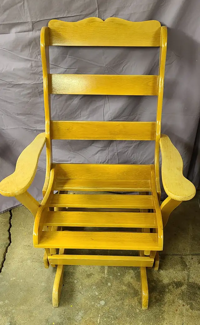 Wooden Glider Chair w High Back, Deep Seat and Wide Armrests