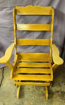 Wooden Glider Chair w High Back, Deep Seat and Wide Armrests
