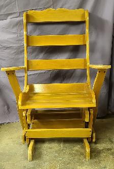 Wooden Glider Chair w High Back, Deep Seat and Wide Armrests - Photo 2