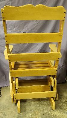 Wooden Glider Chair w High Back, Deep Seat and Wide Armrests - Photo 5