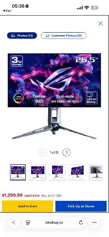 Asus Rog Swift 27" OLED  540hz 0.02ms