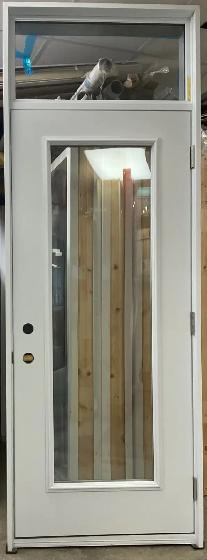 1463PA Porte d’acier 34″G Anodèze Verre clair avec imposte 21×65 - Photo 2