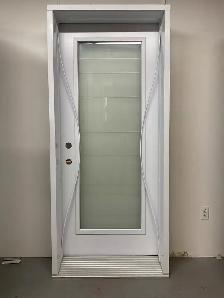 1364PA Porte d’acier 34″D Blanche Rainuré sablé seuil 11po 23×65
