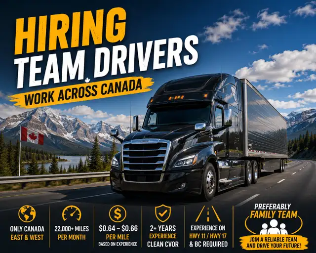 HIRING TEAM DRIVERS — CANADA-WIDE