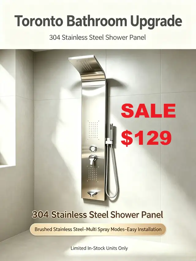 Stainless Steel Shower Panel Tower $129up Rainfall & Hand Shower
