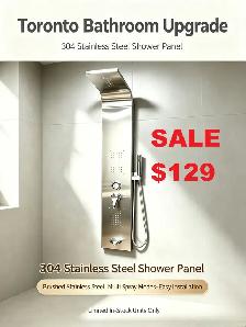 Stainless Steel Shower Panel Tower $129up Rainfall & Hand Shower