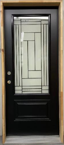 1449PSM Porte d’acier 34″D Noire  Orléan verre Louisbourg 23x49