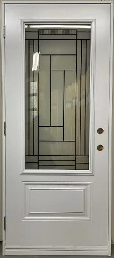 1449PSM Porte d’acier 34″D Noire  Orléan verre Louisbourg 23x49 - Photo 2