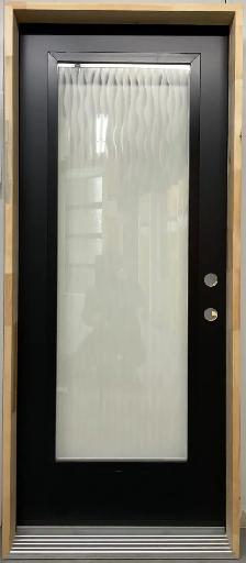1448PSM Porte d’acier 34″G Noire Verre texturé 23×65