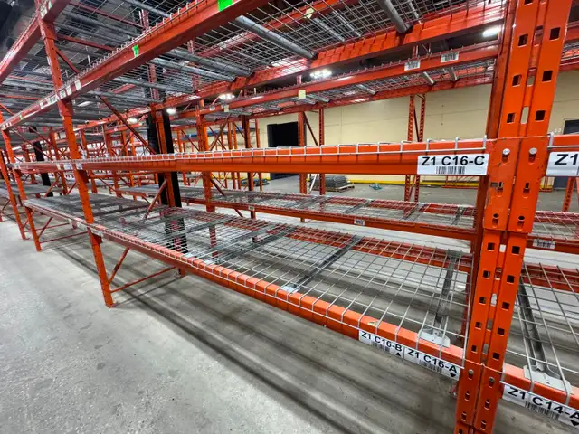 Used 10’ long pallet racking beams. RediRack