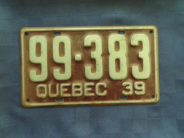 QUEBEC LICENCE PLATE 39 / Plaque du Québec 1939 -  125 $