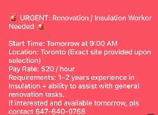 renovation/insulation worker needed